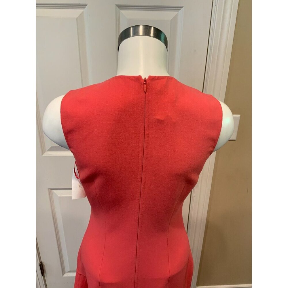 Michael Kors Collection Coral Pink Wool Crepe Fit & Flare Dress, Size 2 - Picture 7 of 9